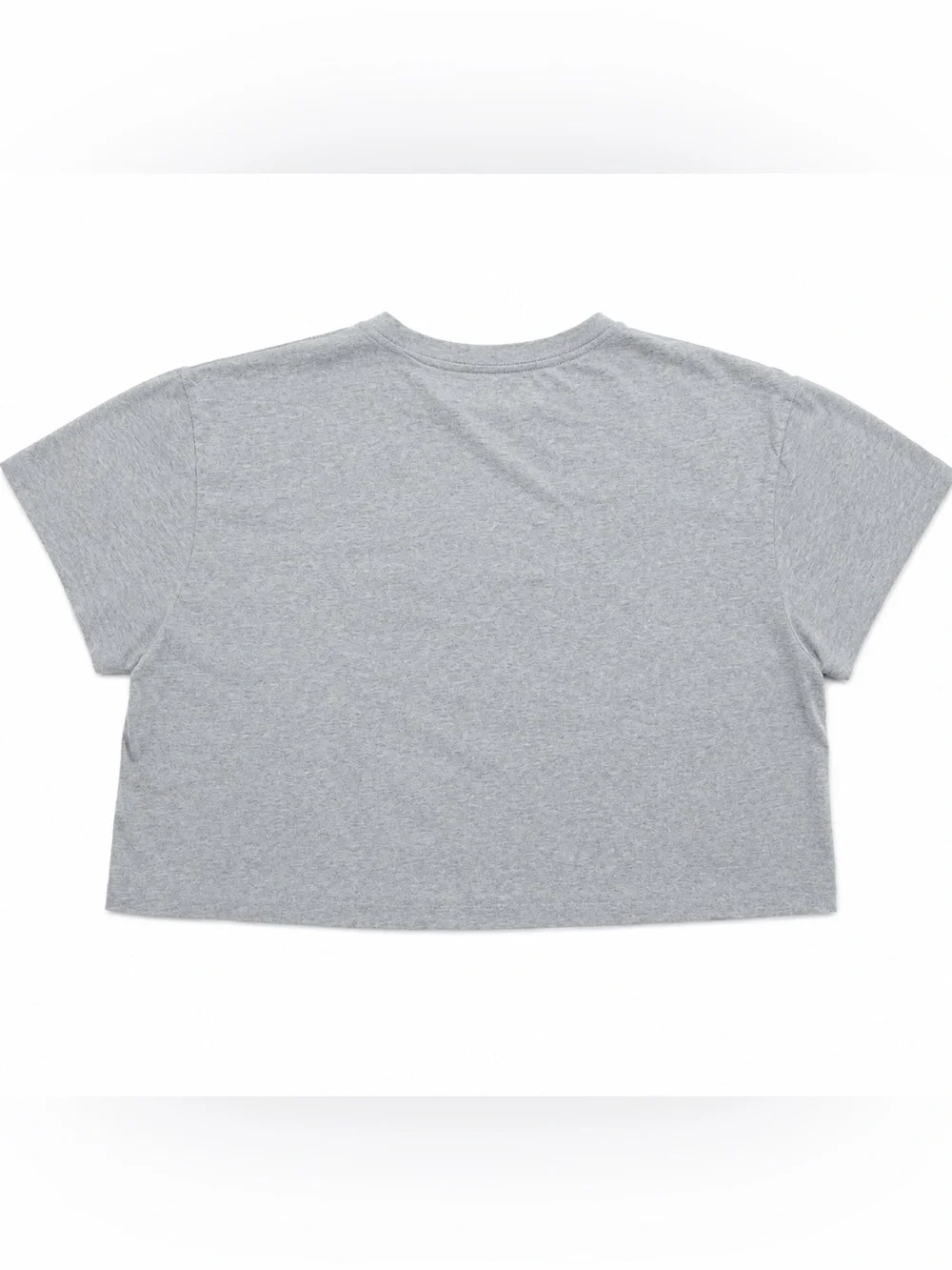 Nike Women's Light Gray Oversized Cropped Tee with White Swoosh